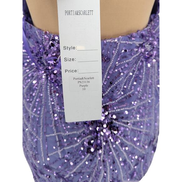Portia & Scarlett PS23136 Purple Sequin Mini Dress Size 10 Prom Homecoming NWT - Picture 6 of 7